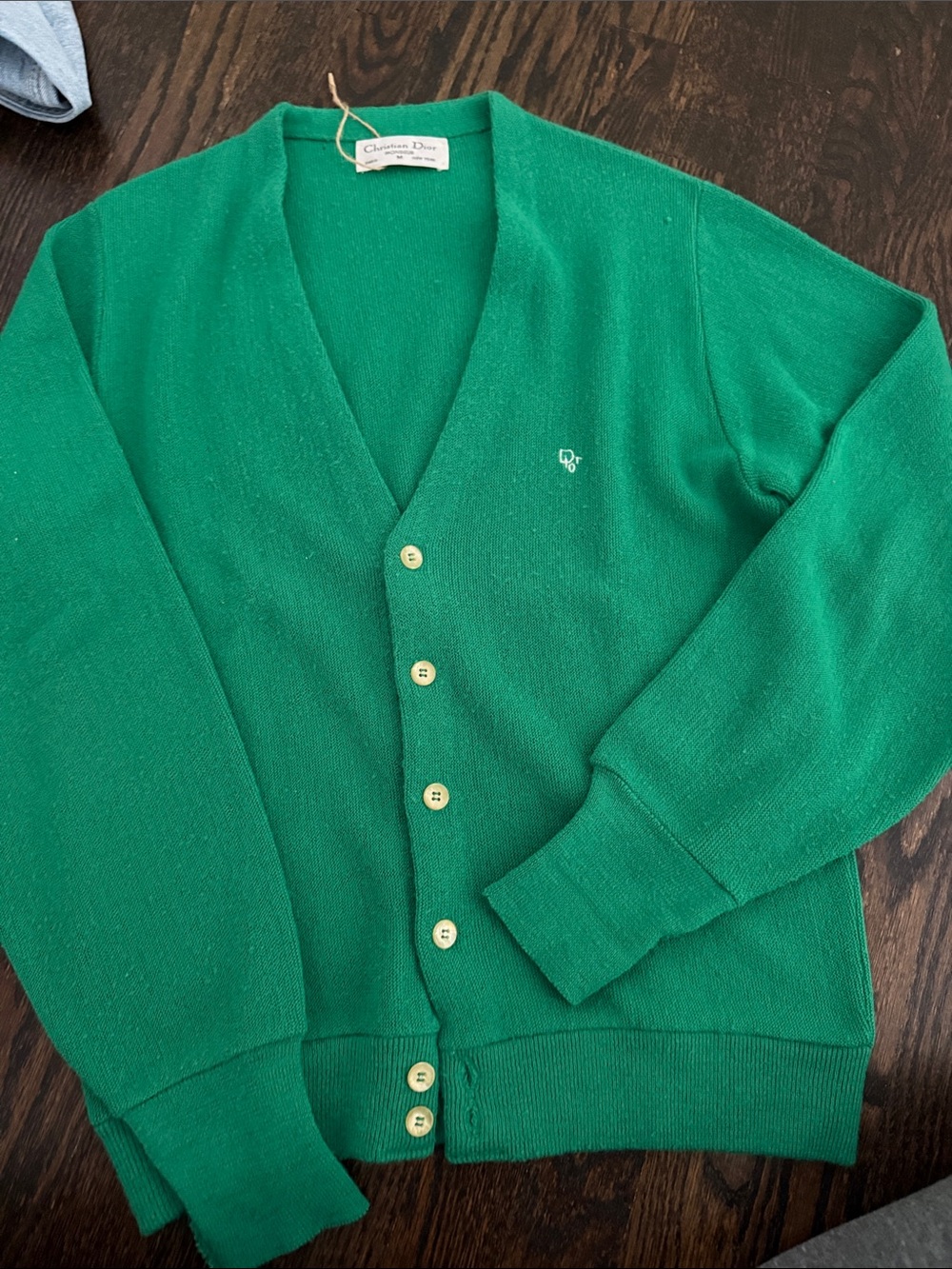 Dior Men's Emerald Green V-Neck Button Cardigan